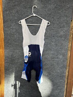 Squadra Cycling Bib Shorts Mens Large Blue White Padded Chamois Bike USA